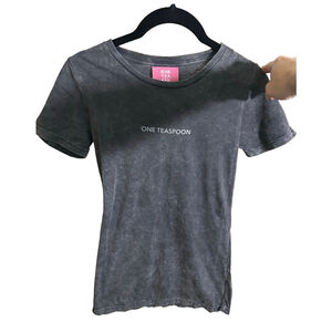 One Teaspoon Fitted Faded Black Organic Cotton Crewneck Tee, Size XXS